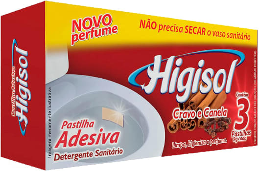 Pastilha Adesiva Para Vaso Sanitário - Cravo E Canela 3X9G, Higisol