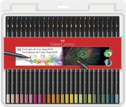  Lápis de Cor, Faber-Castell, EcoLápis Supersoft, 120750SOFT, 50 Cores 