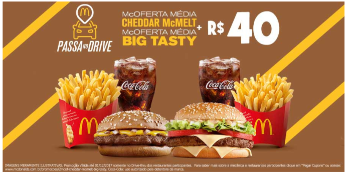 Cupom McDonald's - McOferta Média Cheddar McMelt + McOferta Média Big Tasty