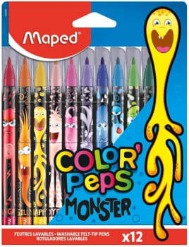 4 Unidades - Canetinha Hidrográfica, Maped, Color Pep's Monsters, 845400, 12 unidades