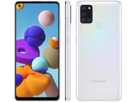 Smartphone Samsung Galaxy A21s 64GB Branco 4G - 4GB RAM 6,5” Câm. Quádrupla + Selfie 13MP - Magazine Ofertaesperta