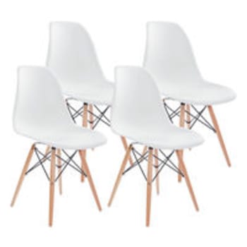 Conjunto de Cadeiras Brancas Base Eiffel em Aço Carrefour Home Eames - 4 Unidades