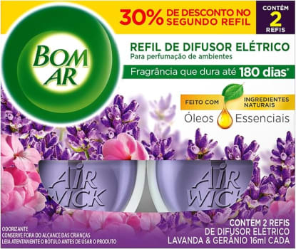 Air Wick Bom Ar - Refil Difusor Elétrico Lavanda Embalagem Promocional.