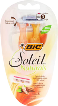 Aparelho de Depilar BIC Soleil Naturals 3 Lâminas Com Infusão de Manteiga de Cacau Depilador - 2 Unidades