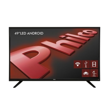 Smart TV Android LED 49" Philco PH49F30DSGWA Full HD 2 HDMI 2 USB Preta com Conversor Digital Integrado