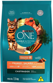 NESTLÉ® PURINA® ONE® Ração Seca Para Gatos Adultos Castrados Todas As Raças Frango E Salmão 7,5kg