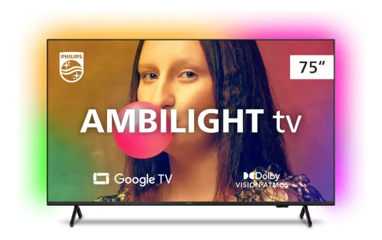 Smart TV Philips 75" Ambilight UHD 4K LED Google TV - 75PUG7908/78