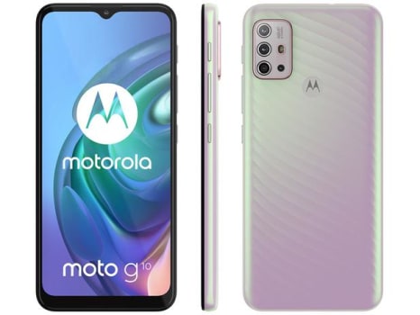 Smartphone Motorola Moto G10 64GB Branco Floral - 4G 4GB RAM Tela 6,5” Câm. Quádrupla + Selfie 8MP - Magazine Ofertaesperta
