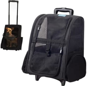 Mochila Pet com Rodinhas, 30x36x49 cm - Duke & Dixie (Preta)