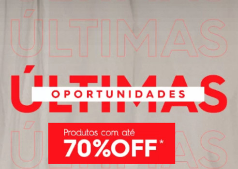 Ultima Chance - Ofertas com Até 70% OFF - Camisas, Calças, Camisetas, Jaquetas e mais!