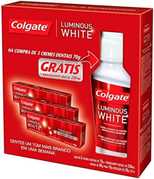 Kit Creme Dental Luminous White + Enxaguante Bucal, Colgate, 250 Ml, 3 Unidades, Multicolorido