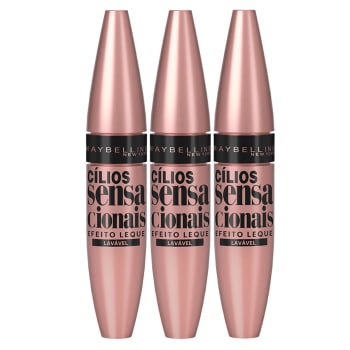 Kit Maybelline 3 Máscaras de Cílios - Cílios Sensacionais Lavável - Incolor