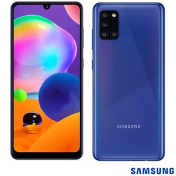 Samsung Galaxy A31 Azul, Tela de 6,4'', 4G, 128GB e Câmera de 48MP + 8MP + 5MP + 5MP - SM-A315GZBKZTO