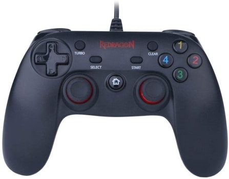  Controle com Fio para Computador e 16 Botões de Comando de Entrada de Dados Saturn G807, Redragon, Joysticks e Controles para Computador, Preto 