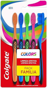 Colgate Escova De Dente Para Família Colors 5 Unid