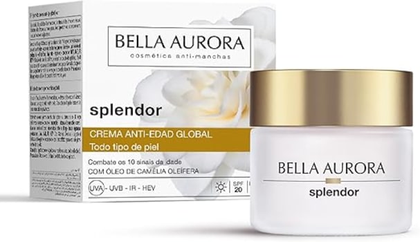 Bella Aurora - Creme Facial Diurno Anti-Idade e Antirrugas 50+ Anos - Creme Facial Hidratante com FPS 20 - Antimanchas - Creme Facial de Dia Efeito Lifting - Splendor 10-50 ml