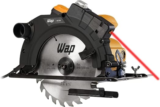 WAP Serra Circular Elétrica Manual 1500W 5700 Rpm Esc 1500 Com Guia Laser Segurança Safe System E Disco De Corte 185Mm Para Cortar Madeira 220V