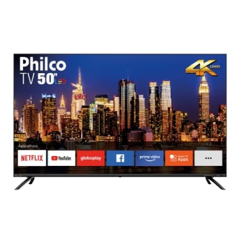 Smart TV LED 50” Philco PTV50G70SBL Ultra HD 4K Borda Infinita Áudio Dolby 4 HDMI 2 USB Netflix e Aplicativos