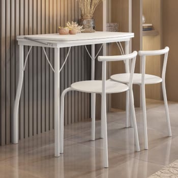 Conjunto Sala de Jantar Palermo Branco Mesa e 2 Banquetas Carraro