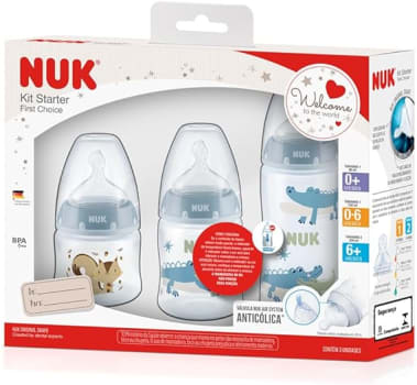 NUK Kit Mamadeira Starter Fc 90 Ml S1/ 150 Ml S1/ 300 Ml S2 Boy - Colorido