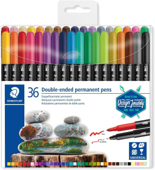 STAEDTLER Caneta Permanente, Dua Ponta Dupla, Estojo 36 Cores, 3187 TB36 02, Multicolorido, Pack Of 36