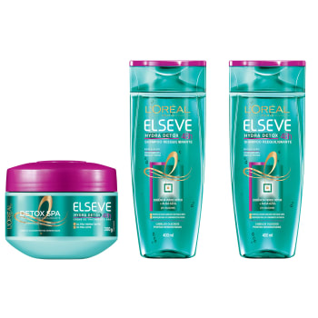 Kit Elseve Hydra Detox 48h Anti-caspa Shampoo 2 Unidades + Creme De Tratamento