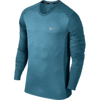 Camiseta Nike Dri-Fit Miler Manga Longa Masculina - Verde água