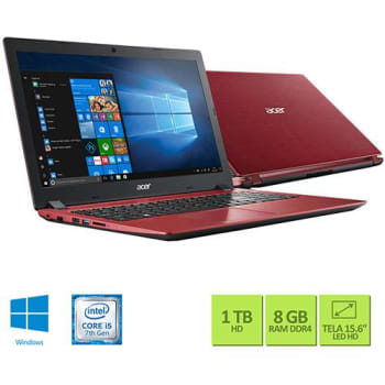 Notebook A315-51-50LA Intel Core I5-7200u 8GB 1TB LED 15.6" W10 Vermelho - Acer