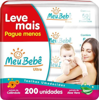 Toalhas Umedecidas Meu Bebe Ultra Leve Mais Pague Menos 200 unidades