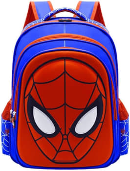 Mochila Escolar Infantil para Meninos à Prova d'água leve com Alça Ajustável Desenho do Homem-Aranha