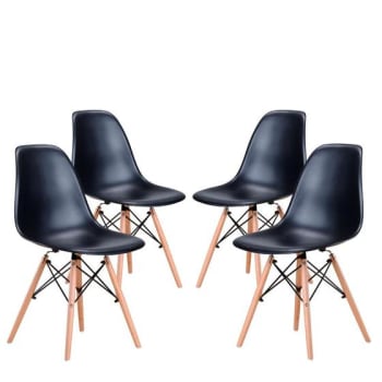 Conjunto 4 Cadeiras Eames Eiffel com pés de madeira - Preto - Travel Max - Móveis de Cozinha - Magazine OfertaespertaLogo LuLogo Magalu