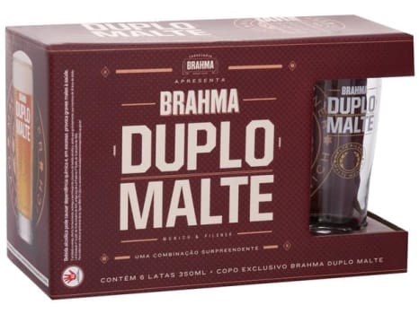 Kit Cerveja Brahma Duplo Malte Lager 6 Unidades - 350ml com Copo - Magazine Ofertaesperta