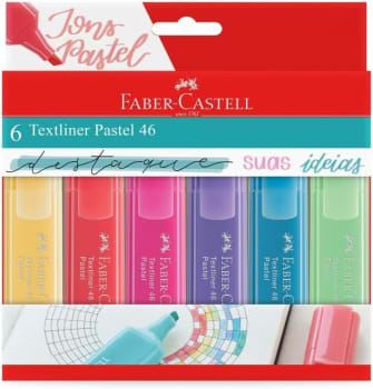 Marca Texto Tons Pastel Faber-Castell 6 Cores MT/15466