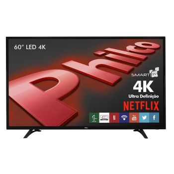 Smart TV LED 60" Philco PH60D16DSGWN Ultra HD 4K com 3 HDMI e 2 USB Preta com Conversor Digital Integrado