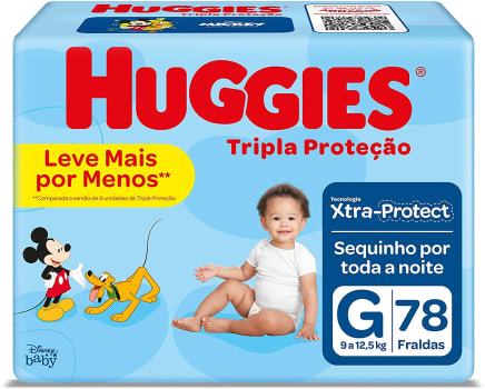 Huggies Fralda Tripla Proteção Hiper G, 78 Fraldas