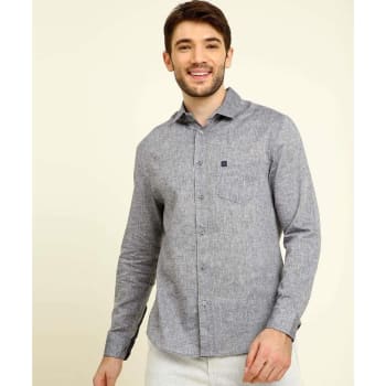 Camisa Masculina Botões Manga Longa - 10049414745 - Cinza