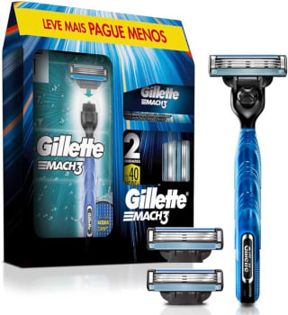 Kit Gillette Mach3 Aparelho de Barbear 1 Unidades + 3 Cargas