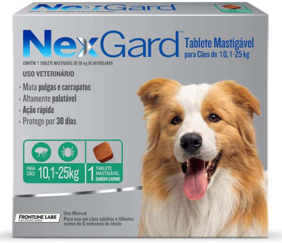 Antipulgas e Carrapatos para Cães de 10,1 a 25kg NexGard - 1 Tablete