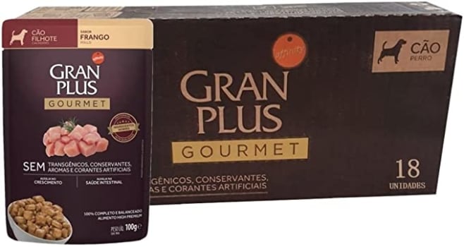 Ração Úmida GranPlus Gourmet Cães Filhotes Frango 100g - Pack com 18 unidades