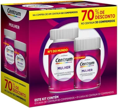 Centrum Mulher Essencials, Multivitamínico Adulto, Suplemento Vitamínico com Vitamina B12, Vitamina D, Ferro e Zinco, Leve 90 Comprimidos e Pague 60