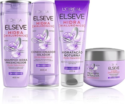 Kit L'Oréal Paris Elseve Hidra Hialurônico - Shampoo + Condicionador + Tratamento + Creme Noturno Color Transparente