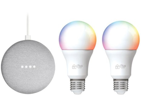 Kit Nest Mini 2ª geração Smart Speaker - com Google Assistente + 2 Lâmpadas Inteligentes - Magazine Ofertaesperta