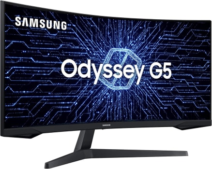 Monitor Gamer Curvo Samsung Odyssey 34’’, Ultra WQHD, 165Hz, 1ms, Tela Ultrawide, HDMI, Display Port, Freesync Premium, Série G5 (Preto)