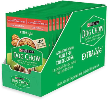 Sachê DOG CHOW Adultos Frango 100g Caixa 15 Unidades