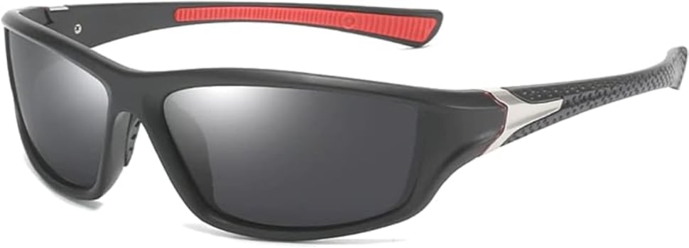 Óculos De Sol Lente Polarizada Masculino Preto E Vermelho UV400 Prática de Esporte C5