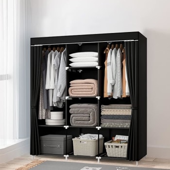 Guarda Roupa Portatil Armário para Organizar Roupas Organizador de Roupas Guarda Roupa Dobrável Cor: Preto