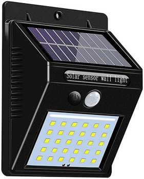 Luminária Solar 30 Leds Sensor de Presença Arandela Automático Luz Externa de Parede Jardim