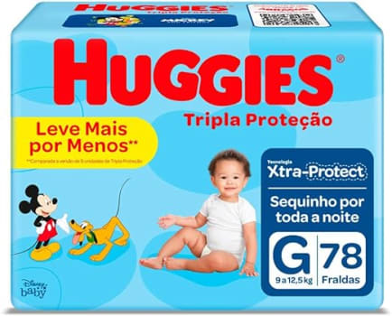 Huggies Tripla Proteção - Fralda descartável, Tamanho G, 78 Fraldas