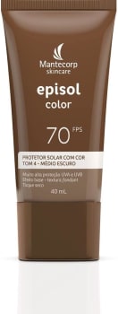 MANTECORP - Protetor Solar Facial Episol Color FPS 70 - Efeito Base, Alta Proteção UVA e UVB, Toque Seco, Rápida Absorção - Tom 4 Médio Escuro - 40ml