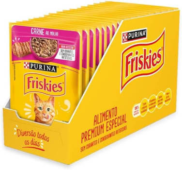 Pack Nestlé Purina Friskies Ração Úmida Para Gatos Adultos Carne Ao Molho - Com 15 Sachês 85g